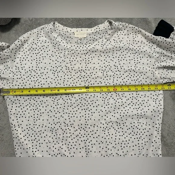 MELLODAY Black and White Polka Dot Blouse, Size Medium - Picture 7 of 8